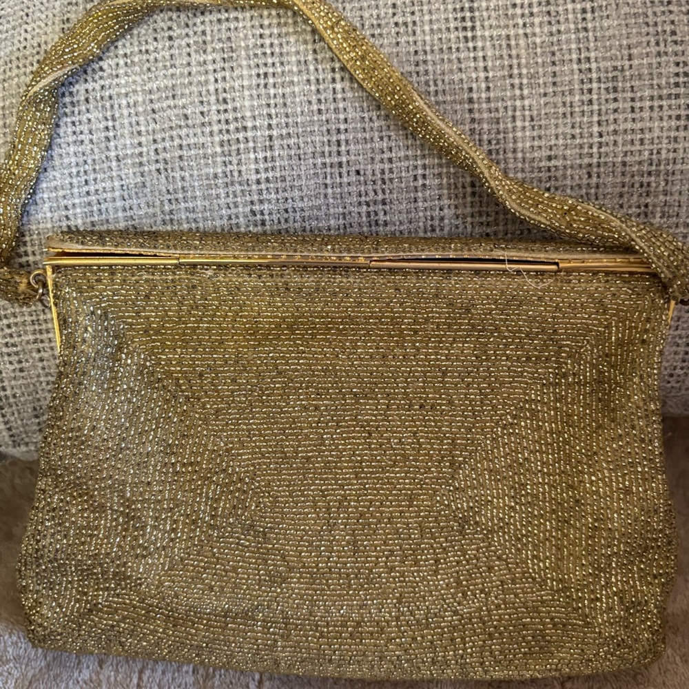 Vintage Gold Beaded Evening Bag